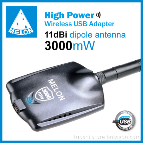 10dBi detachable dipole antenna & 3000mW Output power network card